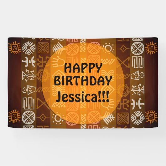 Summer Ethnic Happy Birthday aangepast buitenste b Spandoek (Horizontaal)