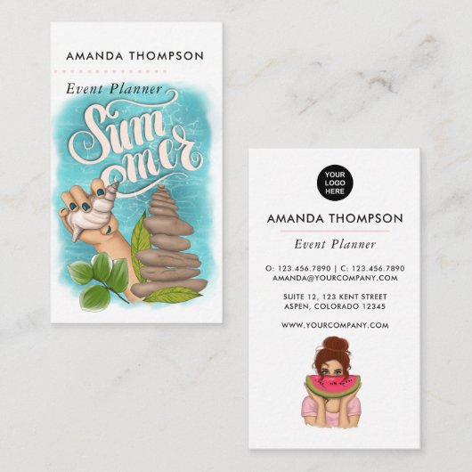 Summer Event Planner Catering Visitekaartje (Voorkant / Achterkant)