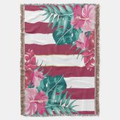 Summer Exotic Flowers burgundy strips Deken (Voorkant Verticaal)