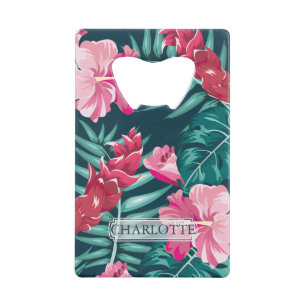 Summer Exotic Flowers Monogram Kredietkaart Flessenopener