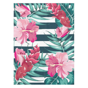 Summer Exotic Flowers striped Tafelkleed