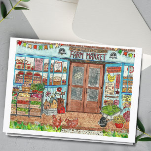 Summer Farmer's Market Waterverf Kaart