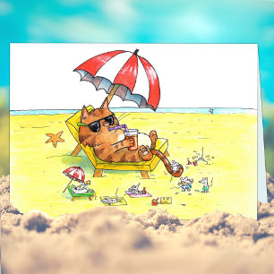 Summer Feestdagen Cat Greeting Kaart