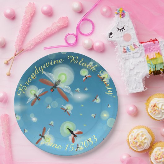Summer Firefly Blue Ombre Custom Papieren Bordje (Feest)