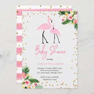 Summer Flamingo Baby shower Invitation Kaart