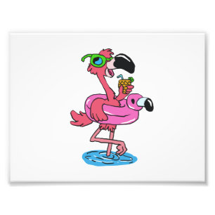 Summer Flamingo cartoon achtergrondkleur kiezen Foto Afdruk