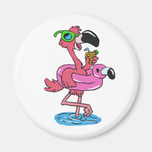 Summer Flamingo cartoon   achtergrondkleur kiezen Magneet