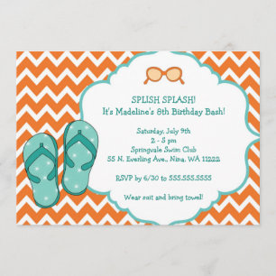 Summer Flip Flop Birthday Party nodigt uit Kaart