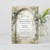 Summer Floral Arch Enchanted Garden Quinceañera Kaart (Staand voorkant)
