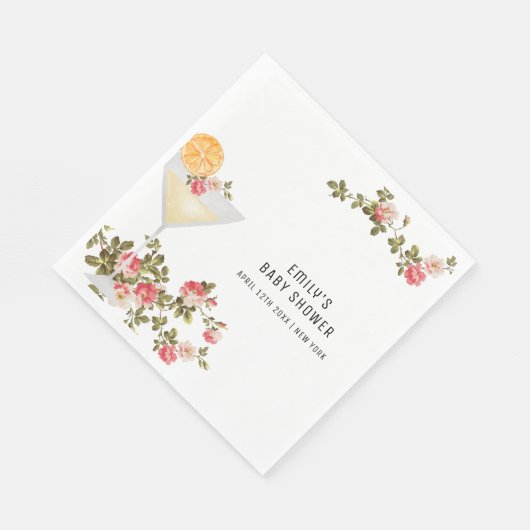 Summer Floral Brunch Bubbly Champagne Baby shower Servet (Hoek)