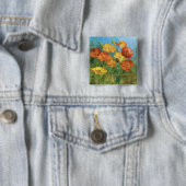 Summer Floral Field Vierkante Button 5,1 Cm (In situ)