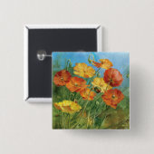Summer Floral Field Vierkante Button 5,1 Cm (Voorkant /achterkant)