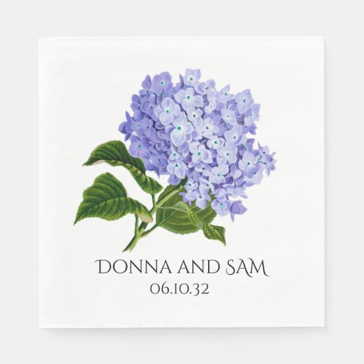 Summer Floral Hydrangea Wedding Cocktail Napkins Servet (Voorkant)