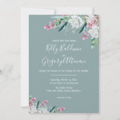 Summer Floral Mint Green Wedding Invitation Kaart (Voorkant)