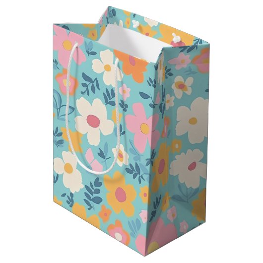 Summer Floral Print Medium Cadeauzakje (Achterkant Gekanteld)