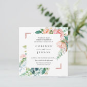 Summer Floral Wedding Invitation Kaart (Staand voorkant)