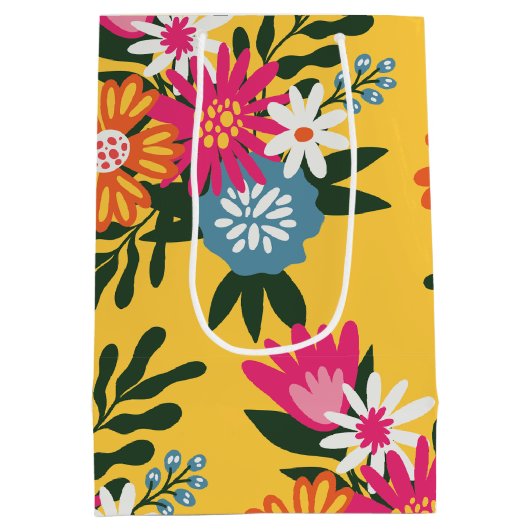 Summer Flower Bouquet on Gold Medium Cadeauzakje (Achterkant)