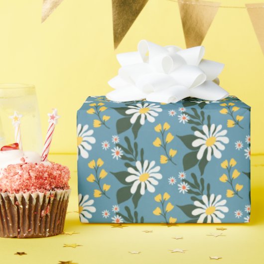 Summer Flower Bouquet op Blue Cadeaupapier (Verjaardagsfeest)