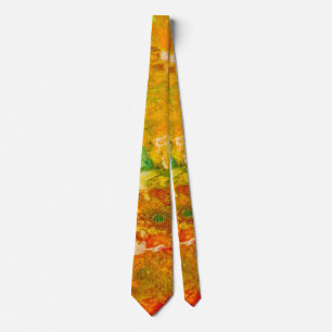 Summer Flowers abstract Oranje Geel Goud Stropdas
