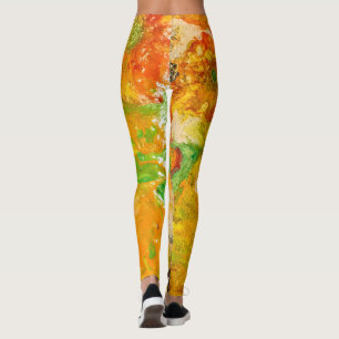 Summer Flowers abstract Oranje Gold Yellow  Leggings