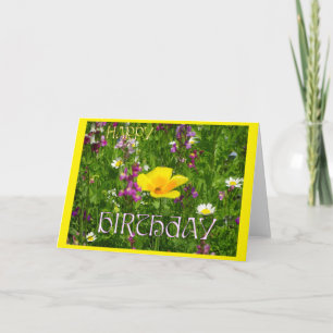 Summer Flowers Cust. Happy Birthday Wenskaart Kaart
