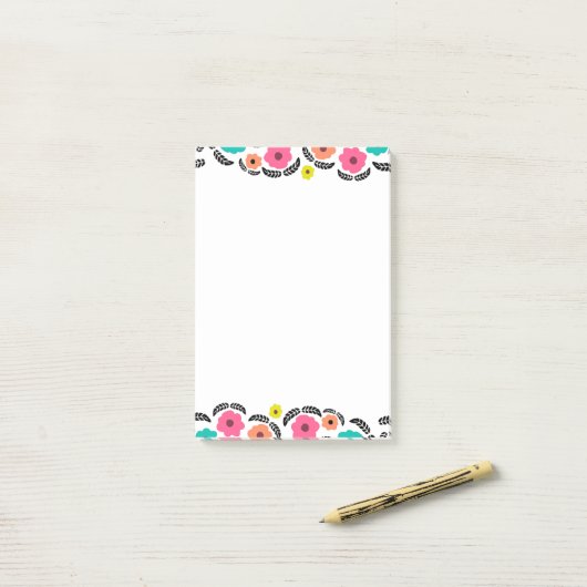 Summer Flowers en Black Leaf Post-it® Notes (Op bureau)