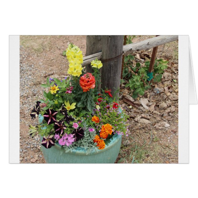 Summer Flowers in Turquoise Pot (Voorkant Horizontaal)