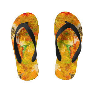 Summer Flowers Oranje Gold Yellow Kinder Teenslippers