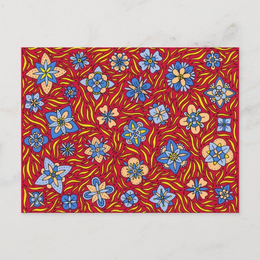 Summer Flowers Red Briefkaart (Voorkant)