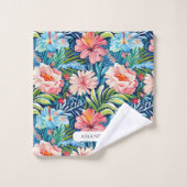 Summer Flowers Tropical Floral Pattern Leaves (Gant de toilette)