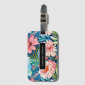 Summer Flowers Tropical Pretty Floral Pattern Bagagelabel (Voorkant (verticaal))