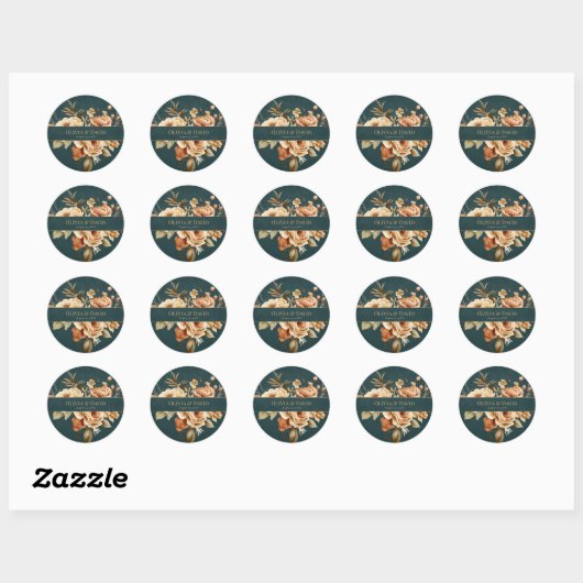 Summer Forest Witch Teal Round Wedding Sticker (Feuille)