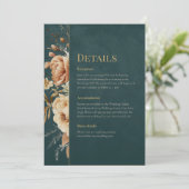 Summer Forest Witch Teal Wedding Details Card Kaart (Staand voorkant)