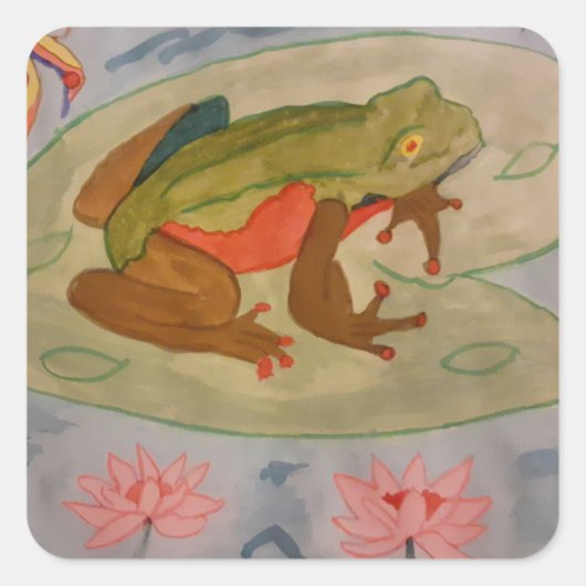 Summer Frog Pond Vierkante Sticker (Voorkant)