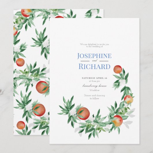Summer Fruit border, huwelijksuitnodiging Kaart (Voorkant / Achterkant)