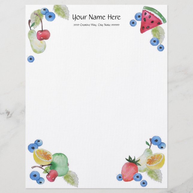 Summer Fruit Linen Letterhead Briefhoofd (Voorkant)