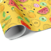 Summer Fruit Pattern | Heldergeel Cadeaupapier (Rol Hoek)