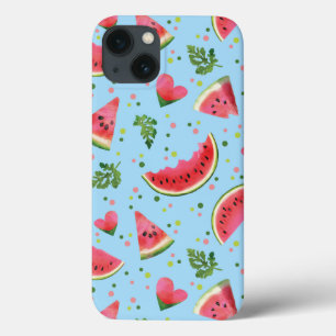 Summer Fruit Pattern Watermelon red tropical iPhone 13 Hoesje