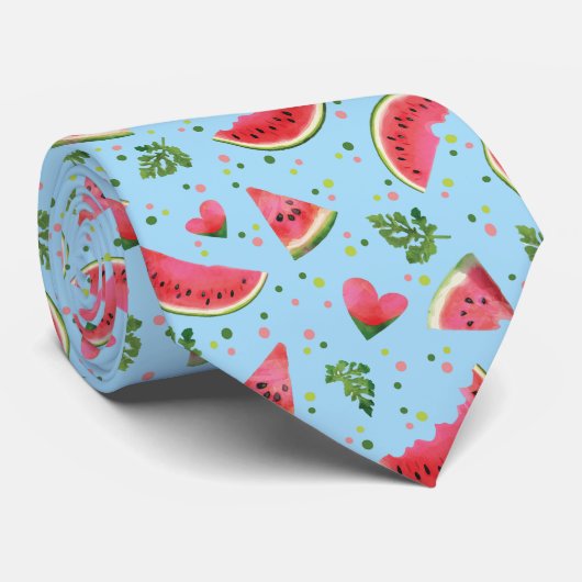 Summer Fruit Pattern Watermelon red tropical Stropdas (Opgerold)