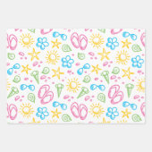 Summer Fun2 Wrapping Paper Flat Sheet Set of 3 (Voorkant)
