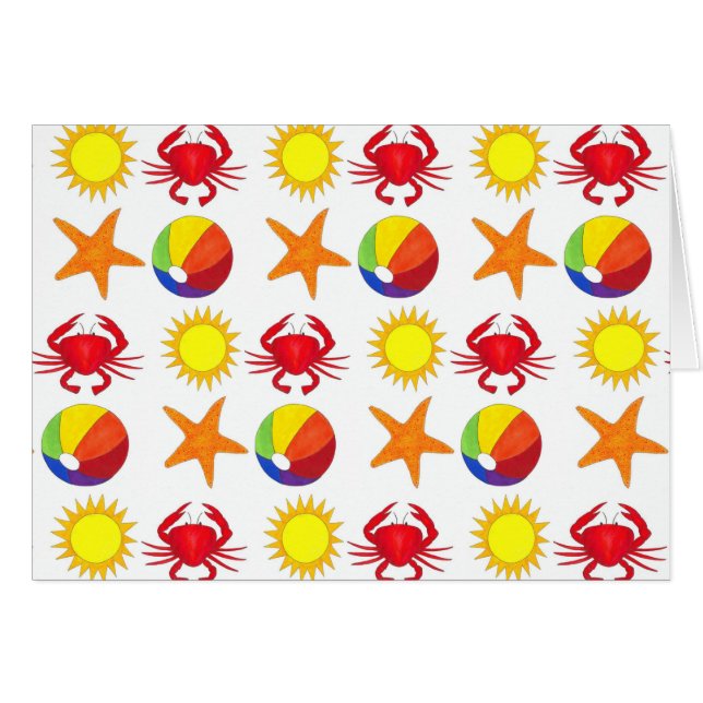 Summer Fun Beach Crab Starfish Sun Vacation (Voorkant Horizontaal)
