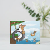 Summer Fun Corgi Briefkaart (Staand voorkant)