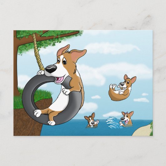 Summer Fun Corgi Briefkaart (Voorkant)