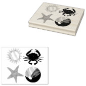 Summer Fun Crab Beach Ball Sunshine Starfish Rubberstempel (Gestempeld)