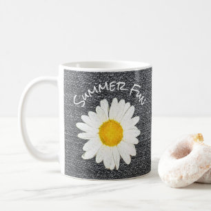 Summer Fun Daisy Flower on Grey Personalized Koffiemok