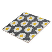 Summer Fun Daisy Flower Pattern on Grey  Tegeltje (Zijkant)