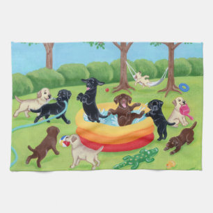 Summer Fun Labradors Painting Theedoek