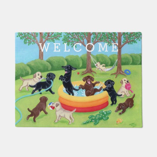 Summer Fun Labradors Schilder Doormat Deurmat (Voorkant)