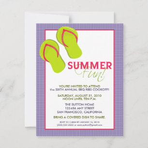 Summer Fun Picnic/BBQ Invitation (paars) Kaart