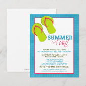 Summer Fun Picnic/BBQ Invitation (roze/aqua) Kaart (Voorkant / Achterkant)